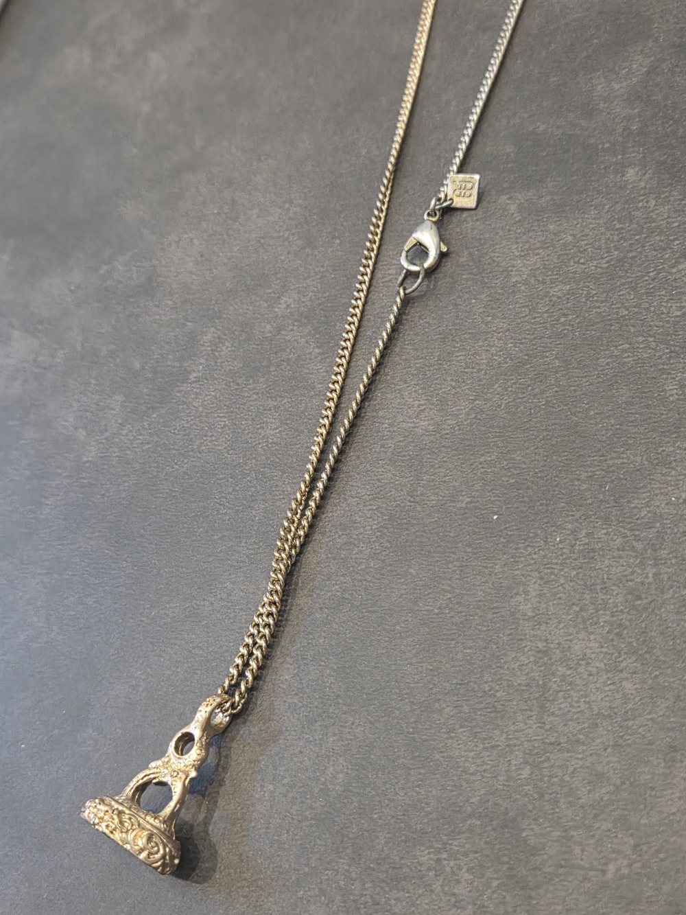 Gold-Tone Ornate Bell Pendant (Insignia Stamp) Necklace